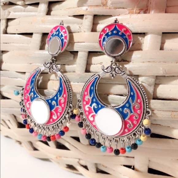 Boho Style Multicolor Tibetan Silver Earrings - Picture 3 of 8
